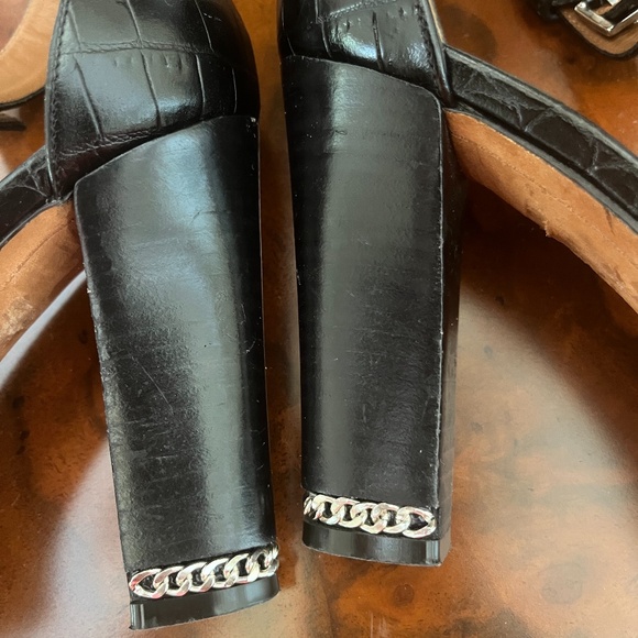 Givenchy Embossed Leather Ankle Strap Black Sandals Size 7 - Picture 6 of 8